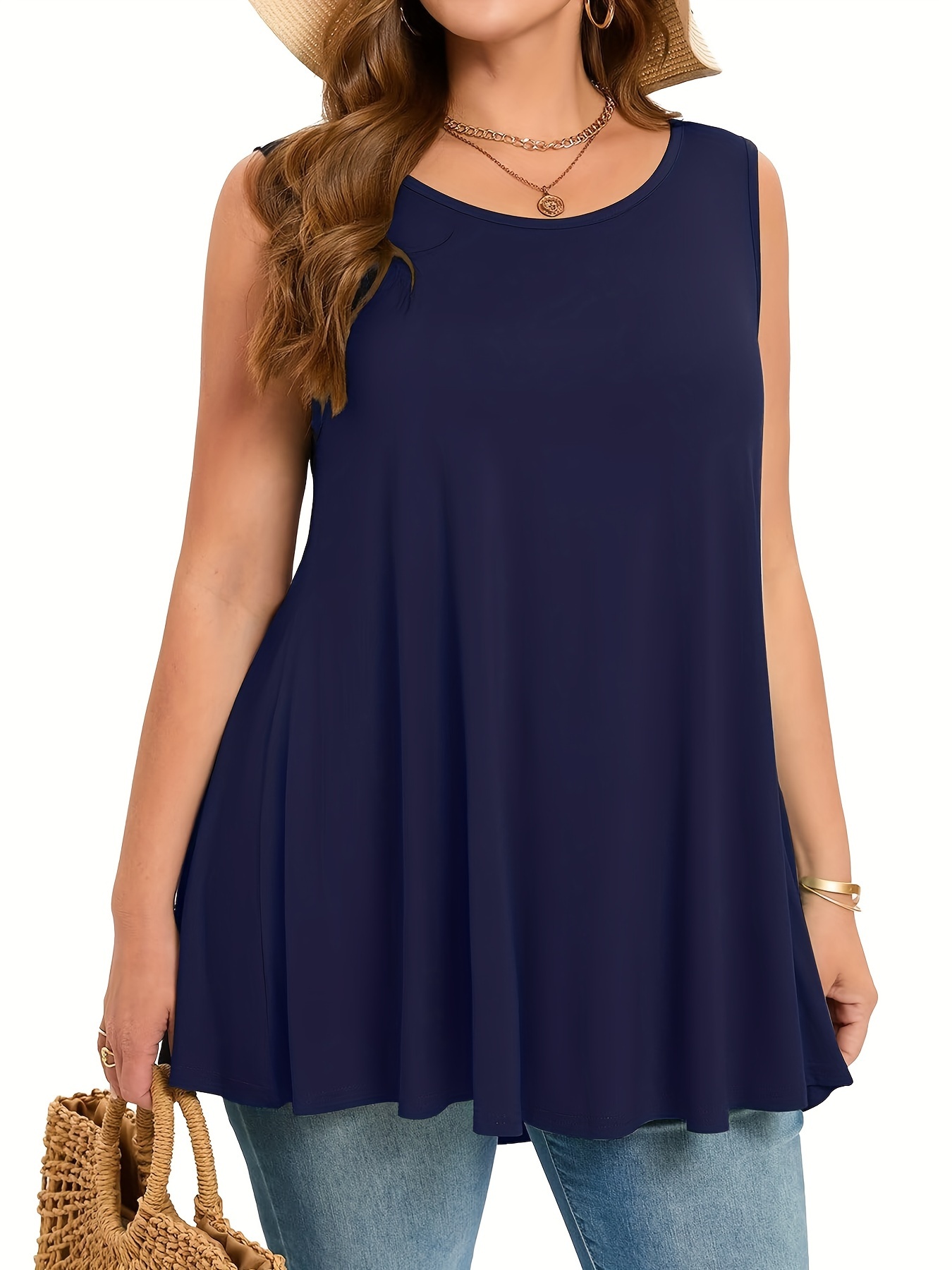 Summer Clothing Plus - Grande taille Simple solide débardeur décontracté