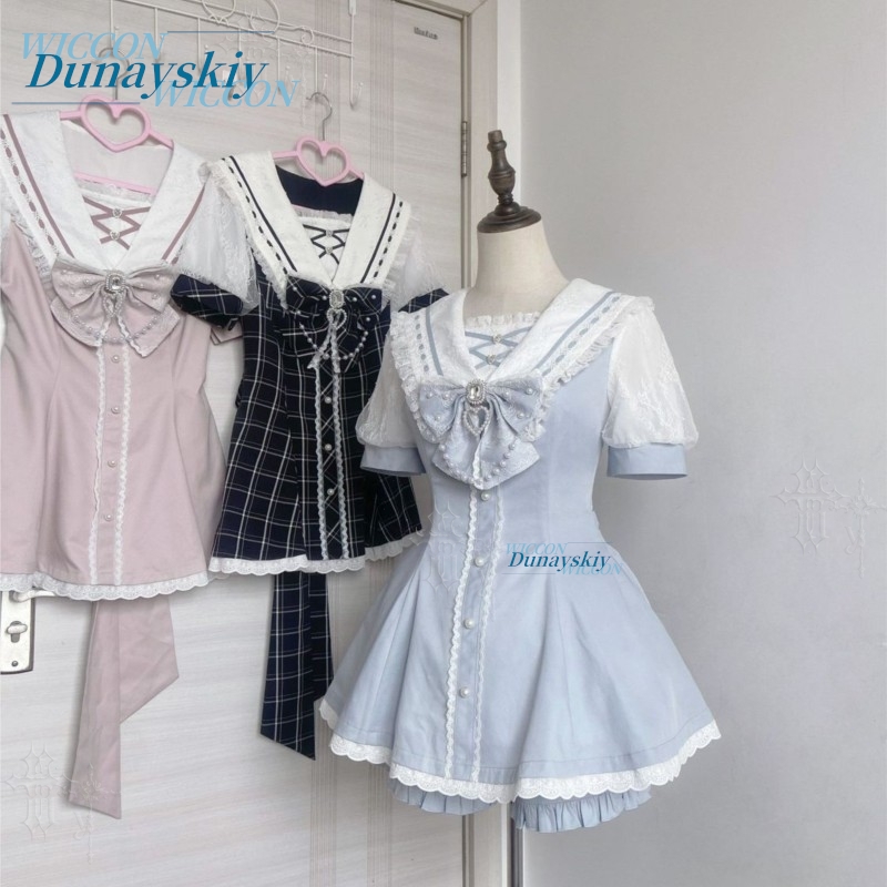 Summer Clothing Colors - Ensemble Robe Col Marin avec Nœud