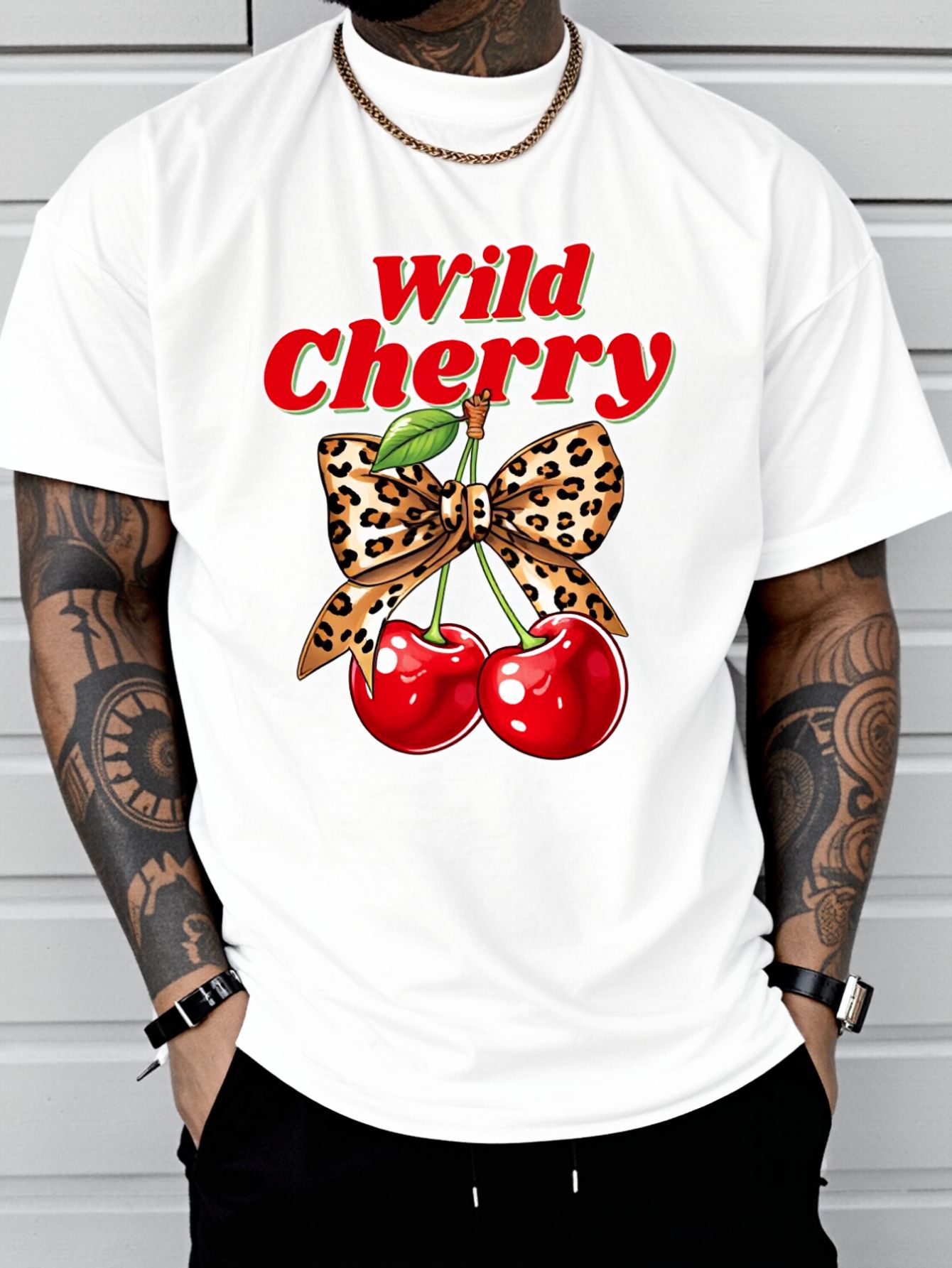 Summer Vibes Clothing Men - T-shirt imprimé Cherry Lover Leopard Coquette