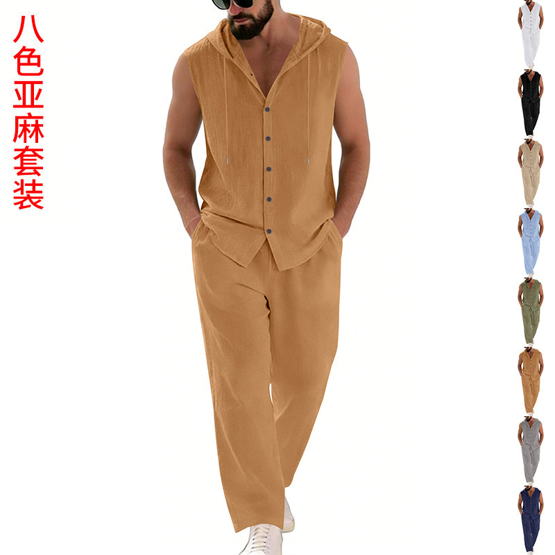 Summer Clothing Sets - Costume décontracté en lin pour hommes,