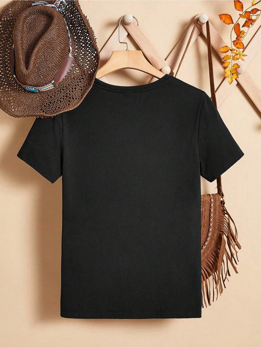 T-shirt en coton noir imprimé  - Summer Clothing Quotes avis et prix