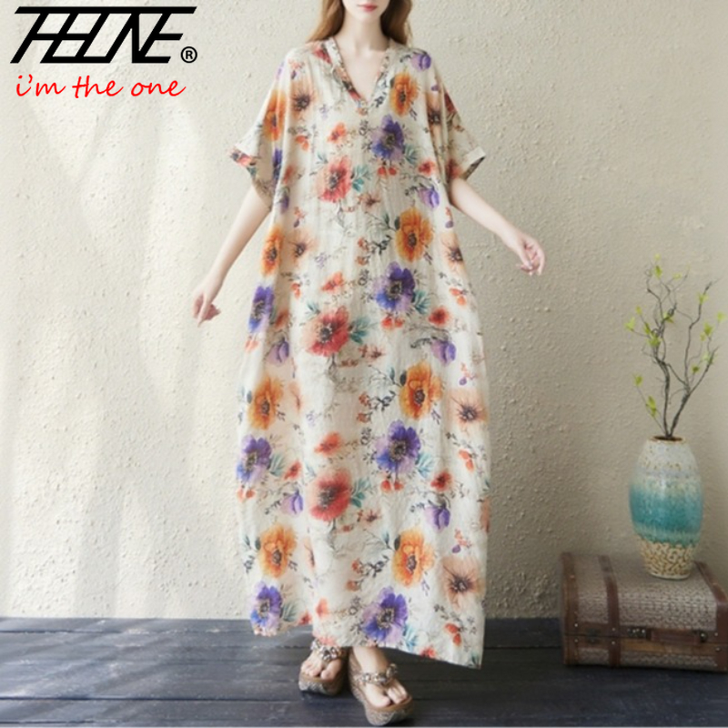 Robe longue à imprimé floral p - Indian Summer Vintage Clothing avis et prix