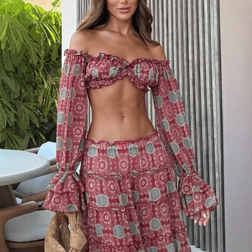 Ensemble deux pièces jupe impr - Summer Clothing Vacation avis et prix
