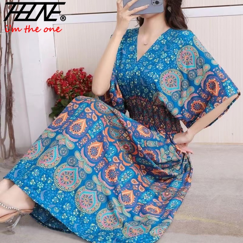 Robe longue pour femmes, impri - Indian Summer Vintage Clothing avis et prix